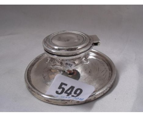 Small capstan shape inkwell. 3in dia. Birm 1912 by AJZ   