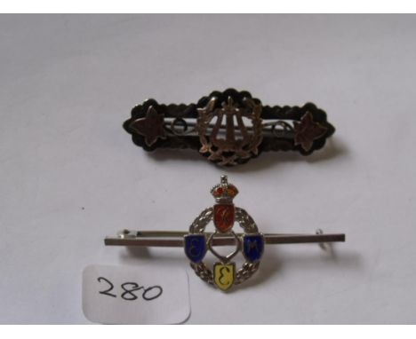Silver R.E.M.C and enamel brooch   another silver & gold brooch      