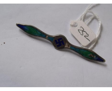 A silver & enamel Swastika bird brooch    