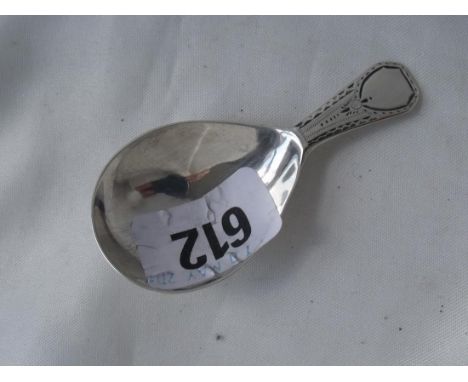 Georgian bright-cut caddy spoon London 1797 by SH   