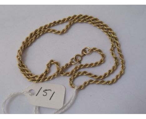9ct rope twist chain 16” long 3g     