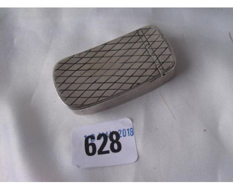 Georgian snuff box. Rectangular curved outline with cross   hatch décor. 2.25 wide. Apparently unmarked. 40g    
