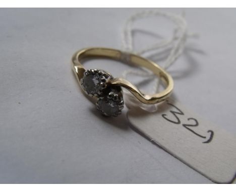 18ct gold 2 stone diamond crossover   ring approx size P       