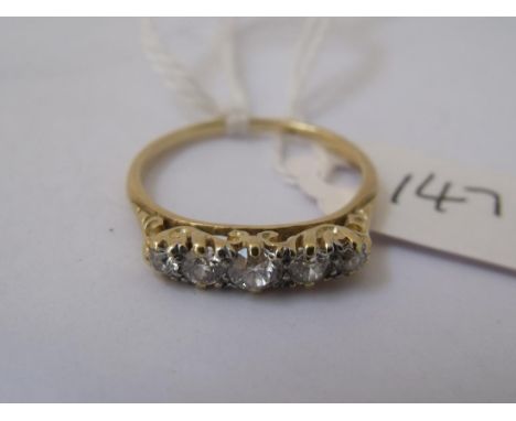 18ct gold carved 5 stone diamond  ring  approx size Q       