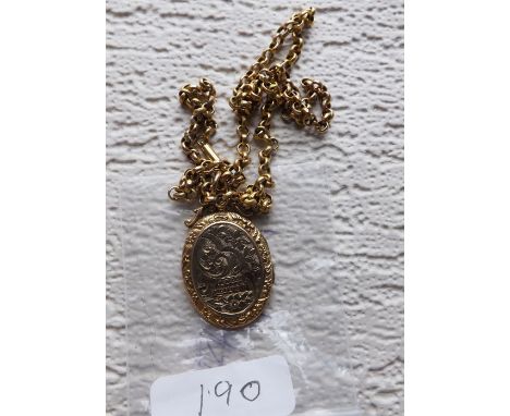9ct Victorian back & front locket on  9ct 16”  chain        