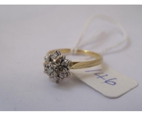 18ct multi diamond cluster ring 3.3 grams   approx size O        