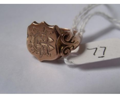Vintage fancy 9ct rose gold signet ring   size M 5g        