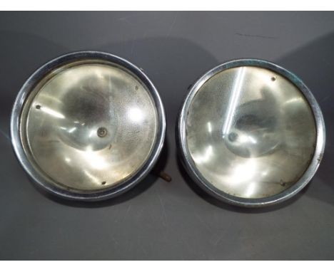 Rotax - A pair of vintage Rotax K596 chrome plated headlamps, 27 cm (d). [2] 