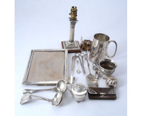 A group of silver and mainly plated wares, including: a Victorian half wrythen mustard pot by Horace Woodward &amp; Co., Lond