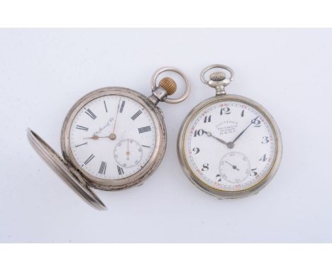 Moser &amp; Cie,   Silver full hunter keyless wind pocket watch, no. 123494   Movement: Lever escapement, bimetallic split ba