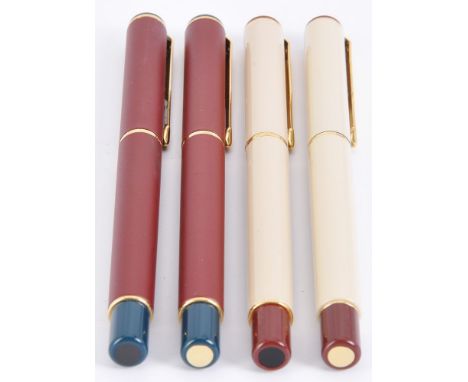 Parker, 88, a matte burgundy fountain pen and ball point pen, the fountain pen cap with gilt arrow clip, medium nib, aerometr