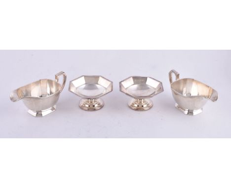 A pair of silver canted-rectangular sauce boats by Harrods Ltd (Richard Woodman Burbridge), Sheffield 1936, stamped for Harro