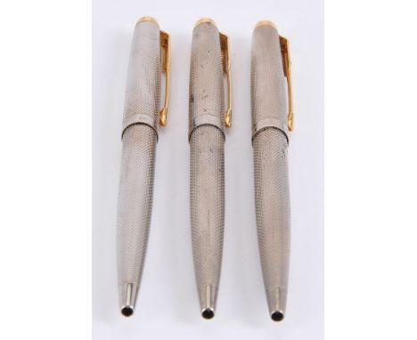 Parker, 75, three silver plated ball points, with gilt arrow clips