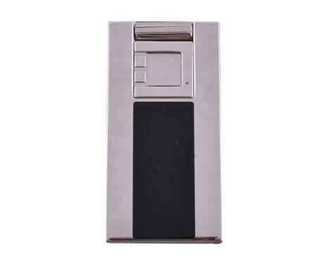 S. T. Dupont, D-Light, a white metal and black lacquer lighter, no. 1C3BC35, with sliding case, 6cm high