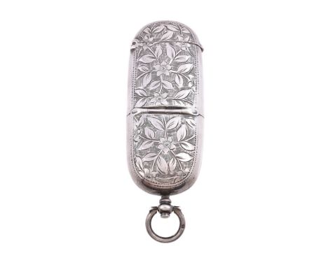 A late Victorian silver oblong combination sovereign and vesta case by A. &amp; J. Zimmerman, Birmingham 1893, flower and fol