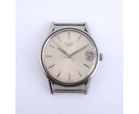 Longines, Ref. 7234-1, Stainless steel wrist watch   Movement: Cal. 281, manual wind, 17 jewels   Case: Stainless steel case,