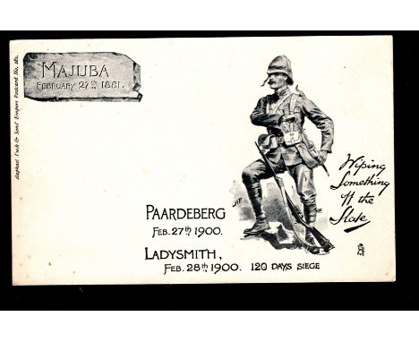   Boer War patriotic card ranking the victories at Paardeberg and Ladysmith as revenge for the defeat at Majuba in the 1st Bo