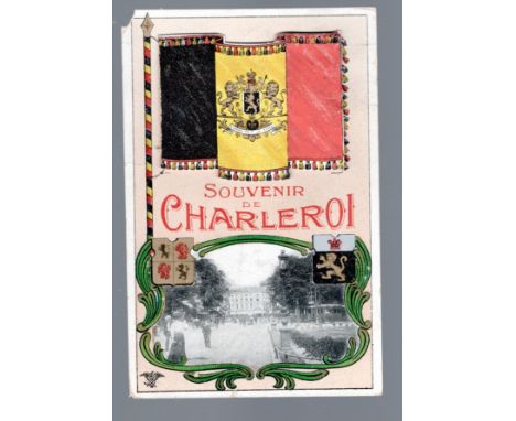  Belgium 1915 Field Post in the form of a souvenir post card of Charleroi featuring an ingenious attachment of folded miniatu