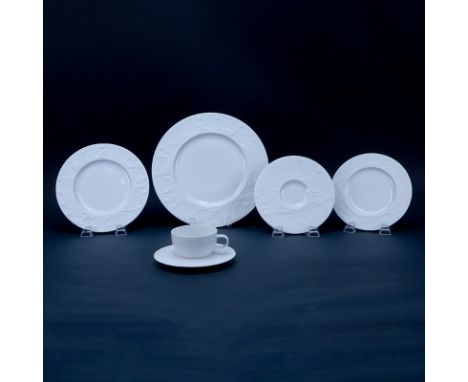 Sixty (60) Pieces Rosenthal "Magic Flute - White" Partial Dinnerware Service. Includes: 9 plates 11-1/4", 15 salad plates, 7 