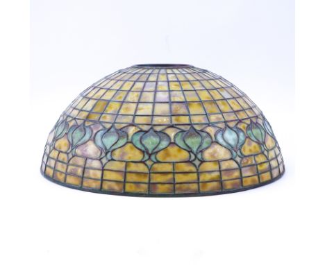 Tiffany Studios "Pomegranate" Stained Glass Lamp Shade. Impressed Tiffany Studios New York 1457 on shade. Rubbing to patina o