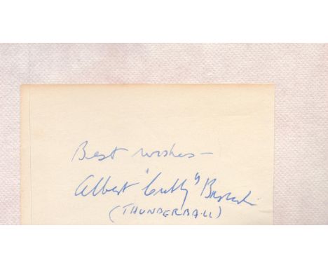 Albert R Broccoli signed 5x3 album page. Good condition. All autographs come with a Certificate of Authenticity. We combine p