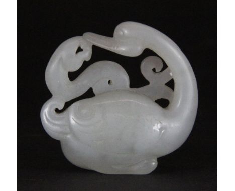A 19th century Chinese carved white jade figure of a duck and a snake H 5cm x 5cm x 2cm Est. £300 - 500