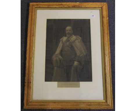 Royalty Interest, a large maple framed portrait engraving of HM King Edward VII 79cm x 103cm