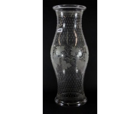 A large acid etched glass storm lantern shade H 56cm
