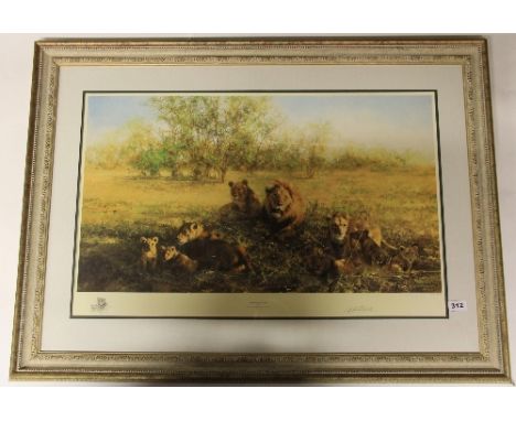 David Shepherd, limited edition (1218/1500) framed pencil signed print "First Light At Sabuti" 101cm x 76cm