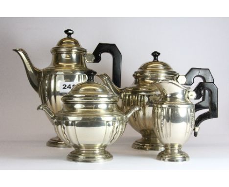 An Art Deco 4 piece .800 silver tea set