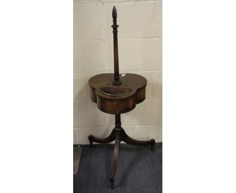 A fine Regency mahogany work stand on tripod legs H 108cm Prov. Barmoor Castle, Northumberland. Mary Sitwell Estate.