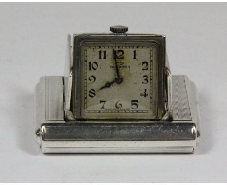 A lovely Art Deco hallmarked silver folding pocket watch with engine turned decoration