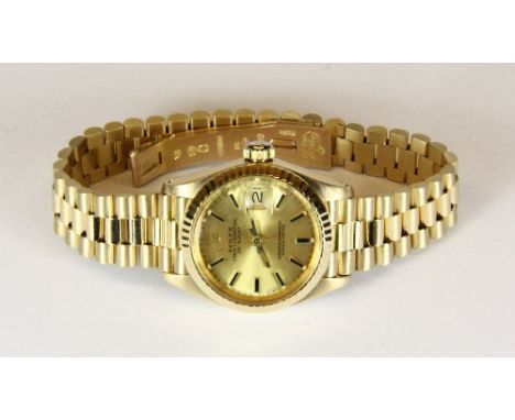 A ladies 18ct gold Rolex Oyster Perpetual Datejust chronometer wristwatch. Est. £3000 - 3500