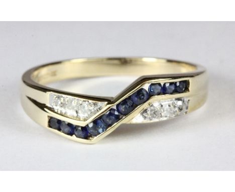 A 9ct gold sapphire and diamond ring (N)