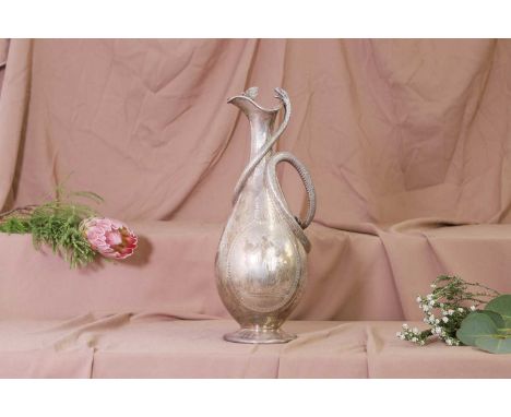 A Victorian silver wine ewer, by Edward &amp; John Barnard, London 1874,of slender baluster form with neoclassical-style deco