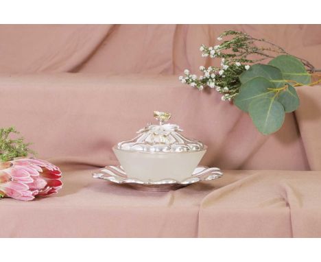 A William IV silver and glass butter dish, cover and stand, the silver by Edward, Edward Jnr, John &amp; William Barnard, Lon