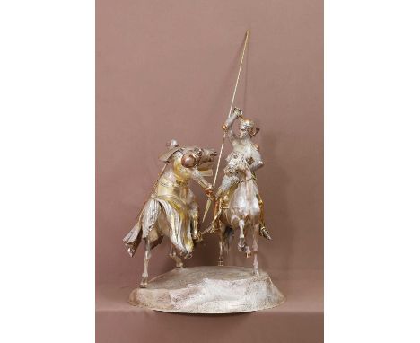 A large Victorian silver-gilt figural trophy, mark of Robert Garrard II (Garrard &amp; Co. Ltd.), London 1842, depicting Sir 