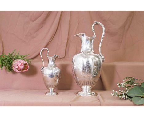 A Victorian silver coffee jug,  by Edward & John Barnard, 1853,  the body engraved with Etruscan figures on chariots and hors