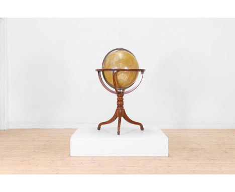 An 18-inch terrestrial library globe, early 19th century and later, with a paper covering by Samuel Charles Tisley, successor