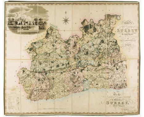 NO RESERVE Surrey.- Greenwood (C. &amp; J.) Map of the County of Surrey from an actual Survey, made in the years 1822 and 182