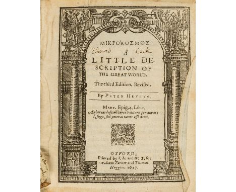 NO RESERVE World.- Heylyn (Peter) Mikrokosmos [graece]. A Little Description of the Great World, third edition, title within 