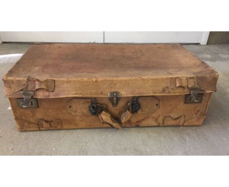 A vintage leather suitcase.