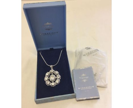 Diamante set pendant on a chain by Newbridge Silverware - from their Vintage collection.  In the original box & packaging.