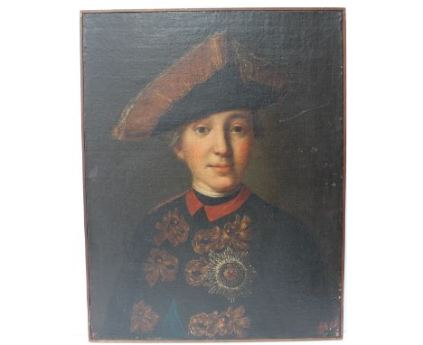 18th century Russian SchoolHead and shoulders portrait of Emperor Peter IIIGreat Prince Pyotr FyodorovichA young portrait in 