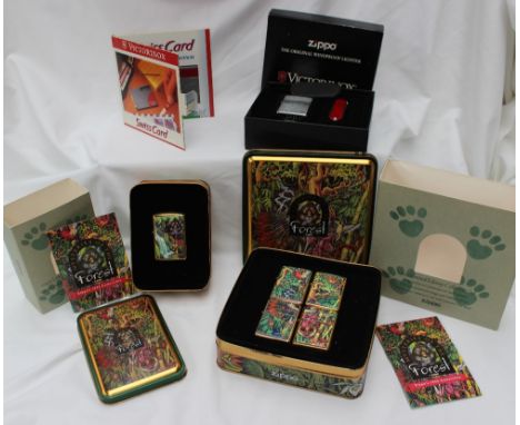 Zippo - 1995 Mysteries of the Forest, a set of four lighters decorated with mysterious image and hidden animals, contained in