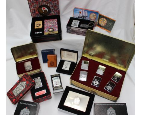 Zippo - a 1932-1992 anniversary collectors edition, a tin containing a set of six zippo lighters together with a tin containi