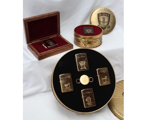 Zippo - Allied Heroes Collectors edition, D-Day Normandy 50 years 1944-1994, a set of four Zippo lighters in a circular tin, 
