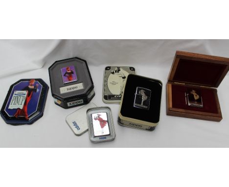 Zippo - limited edition No.0246 of 2000, 1935 Varga Girl 1995 contained in a wooden box together with two others similar in a