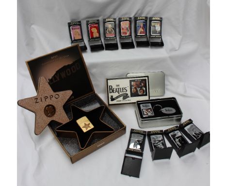 Zippo - Hollywood's leading light, a single lighter contained within a star shaped tin, together with four Steve Mcqueen deco