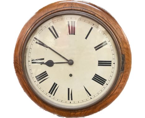 A 20th Century oak cased dial clock with 12'' dial, door missing, with pendulum 